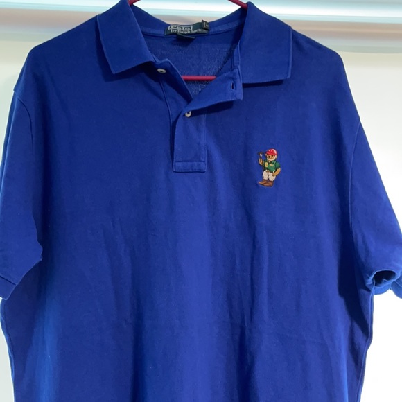 Men’s sz L polo Ralph Lauren collar Polo button shirt with embroidered bear - Picture 8 of 10